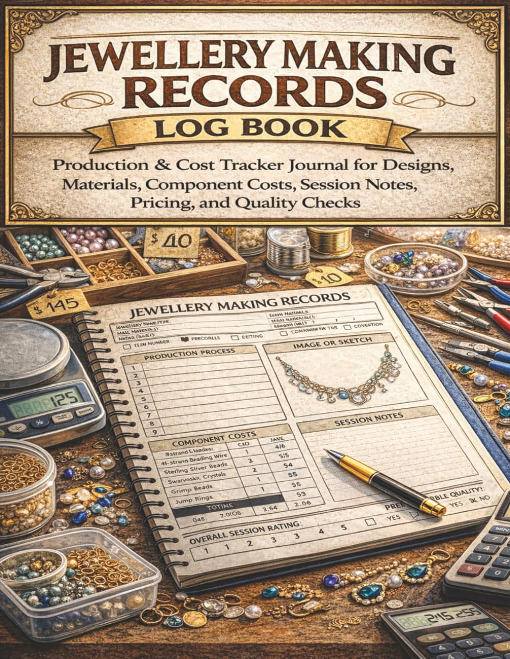 Jewellery Making Records Log Book: Production & Cost Tracker Journal for Designs, Materials, Component Costs, Session Notes, Pricing, and Quality Checks baixar o livro de graça