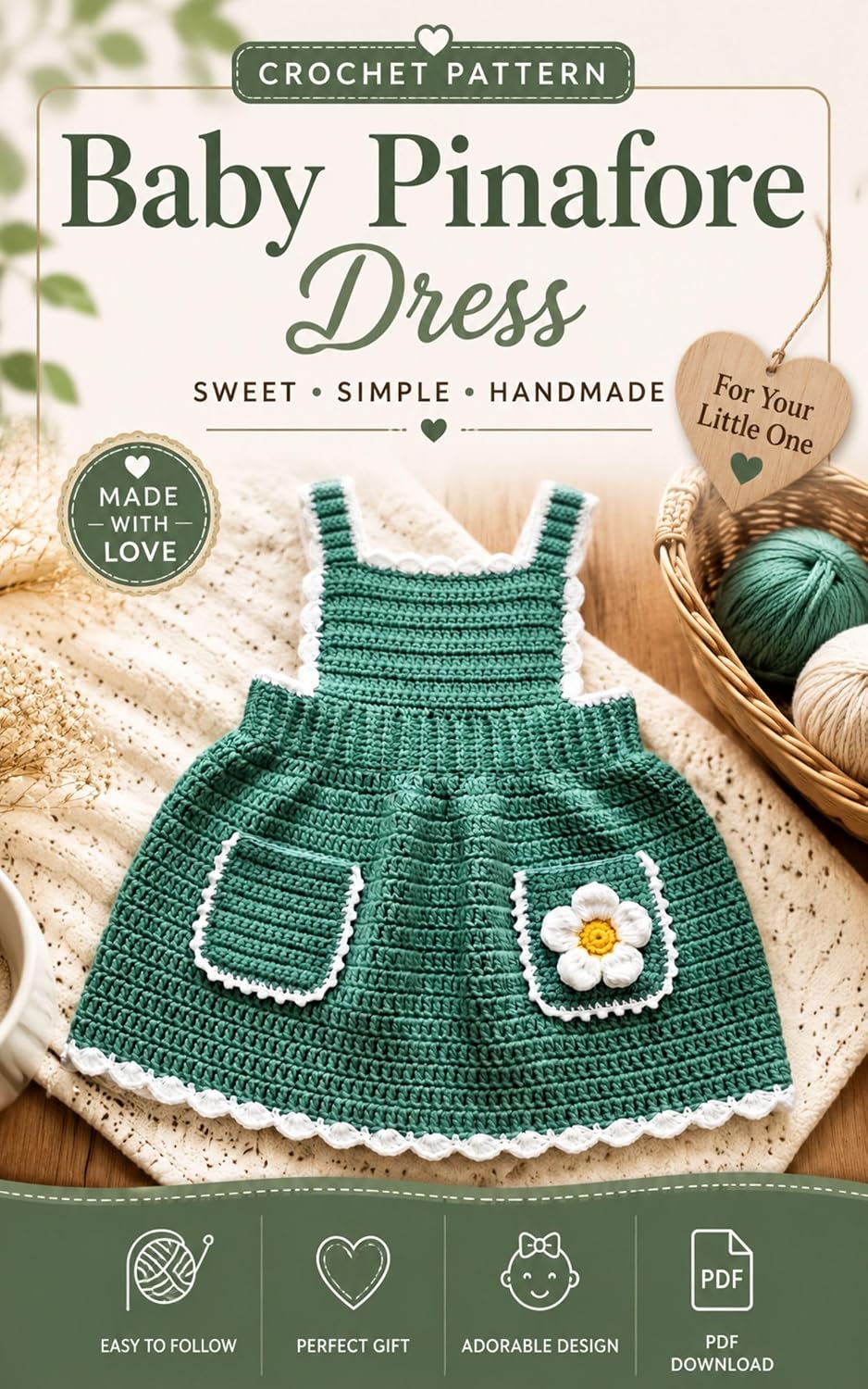 Crochet Baby Pinafore Dress Pattern: A Step-by-Step Crochet Pattern for a Pinafore Dress with Shoulder Straps, Pockets, Shell Edging and Flower Embellishments (English Edition) baixar livro de graça
