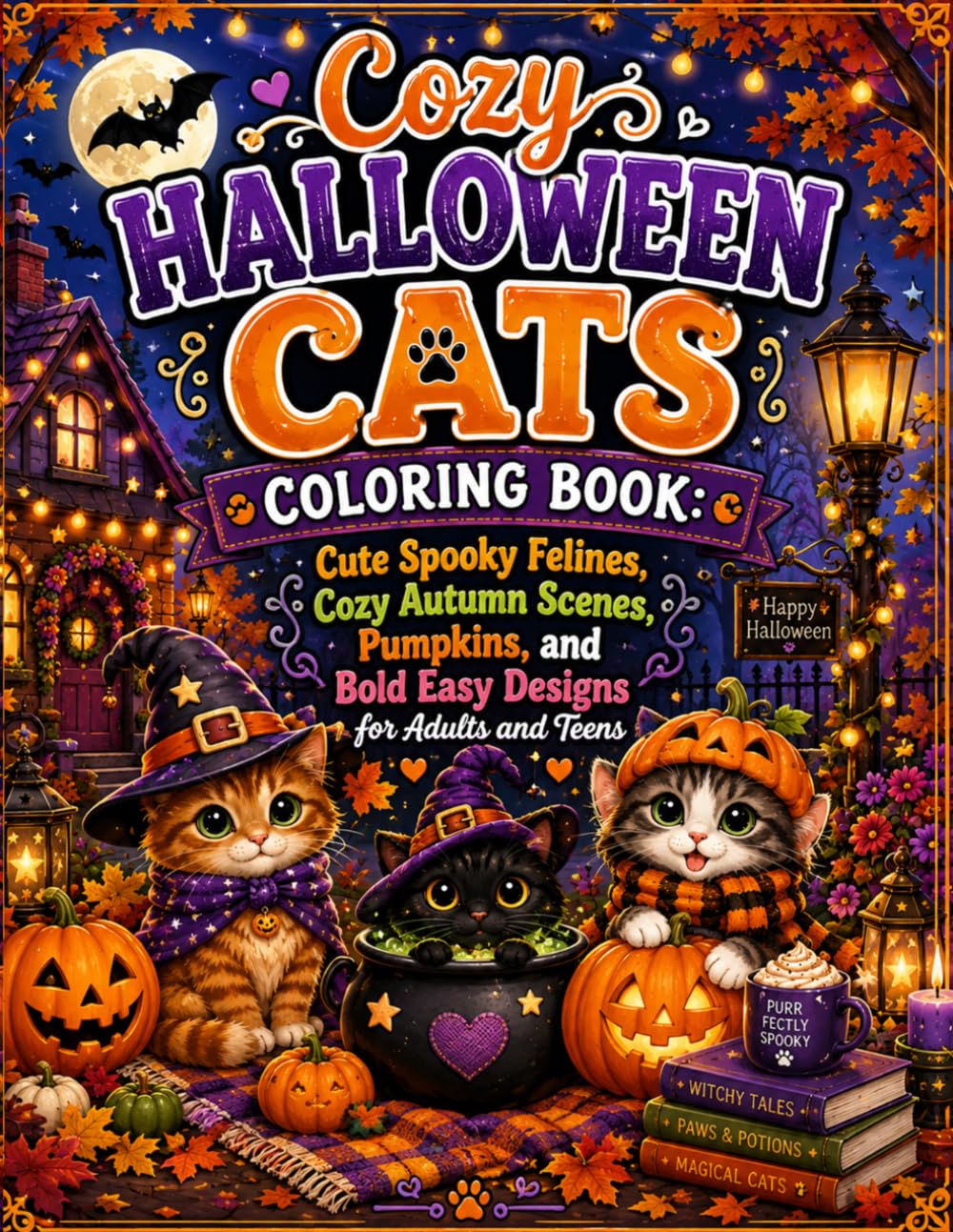 ler totalmente Cozy Halloween Cats Coloring Book: Cute Spooky Felines, Cozy Autumn Scenes, Pumpkins, and Bold Easy Designs for Adults and Teens: Cute Spooky Felines... and Bold Easy Designs for Adults and Teens
