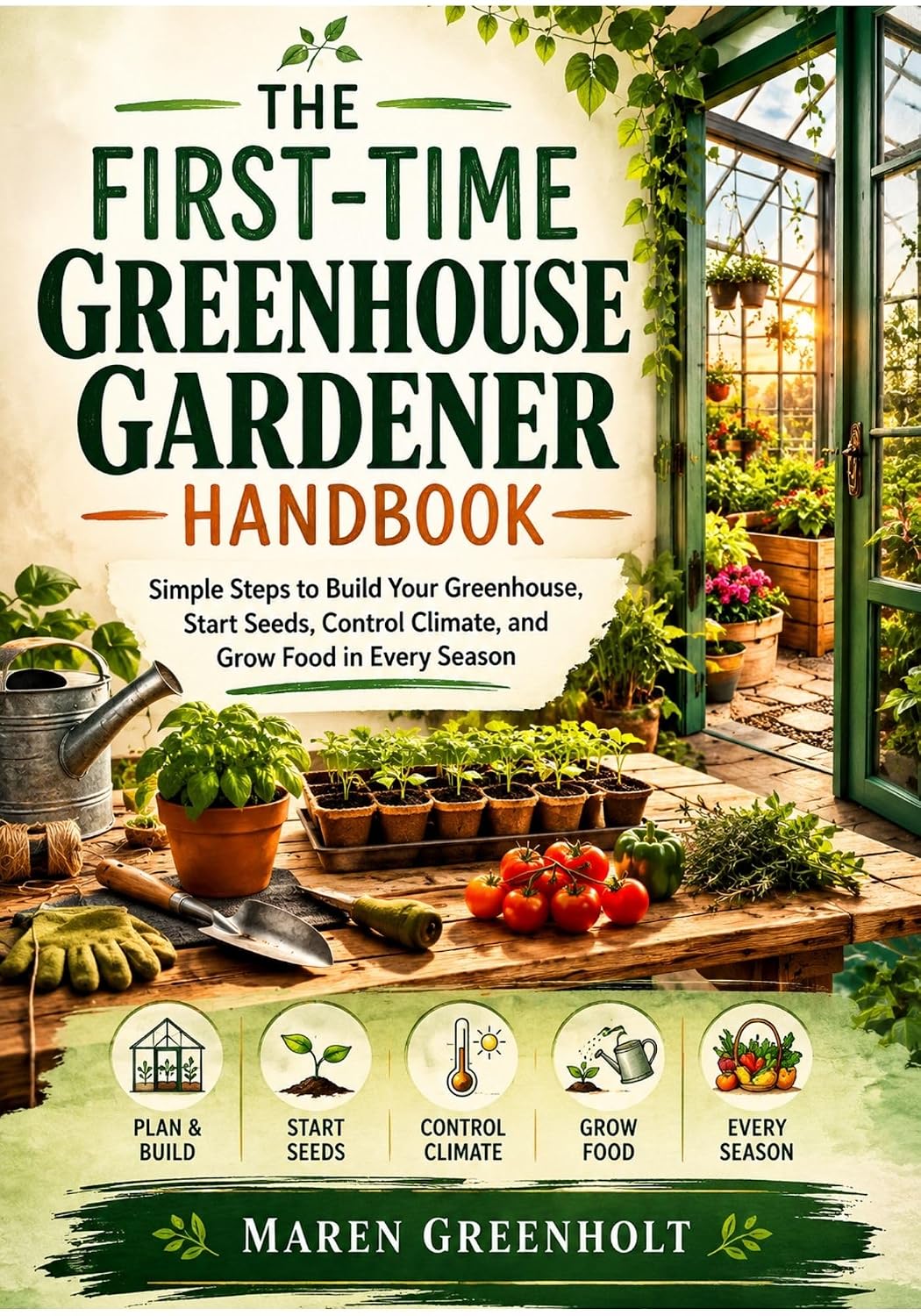 ler totalmente The First-Time Greenhouse Gardener Handbook: Simple Steps to Build Your Greenhouse, Start Seeds, Control Climate, and Grow Food in Every Season (English Edition)