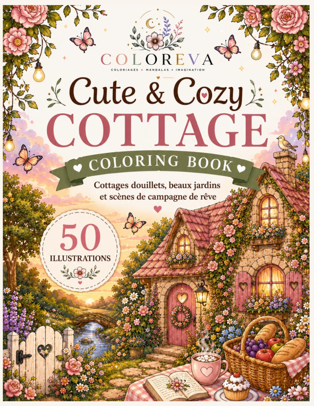 ler totalmente Cute & Cozy Cottage: 50 illustrations de cottages douillets, jardins fleuris et scènes de campagne à colorier – Pour petits et grands (French Edition)
