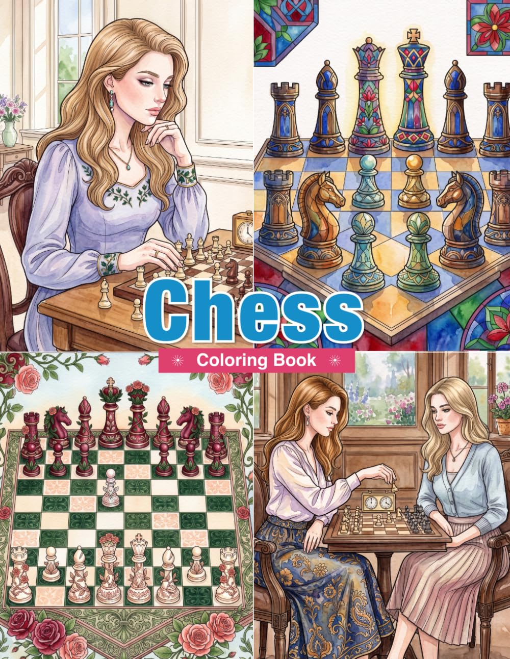 ler totalmente Chess Coloring Book for Adults: Chess Pieces, Elegant Boards, Women Players, Strategy Scenes, Decorative Sets, and Classic Game Designs