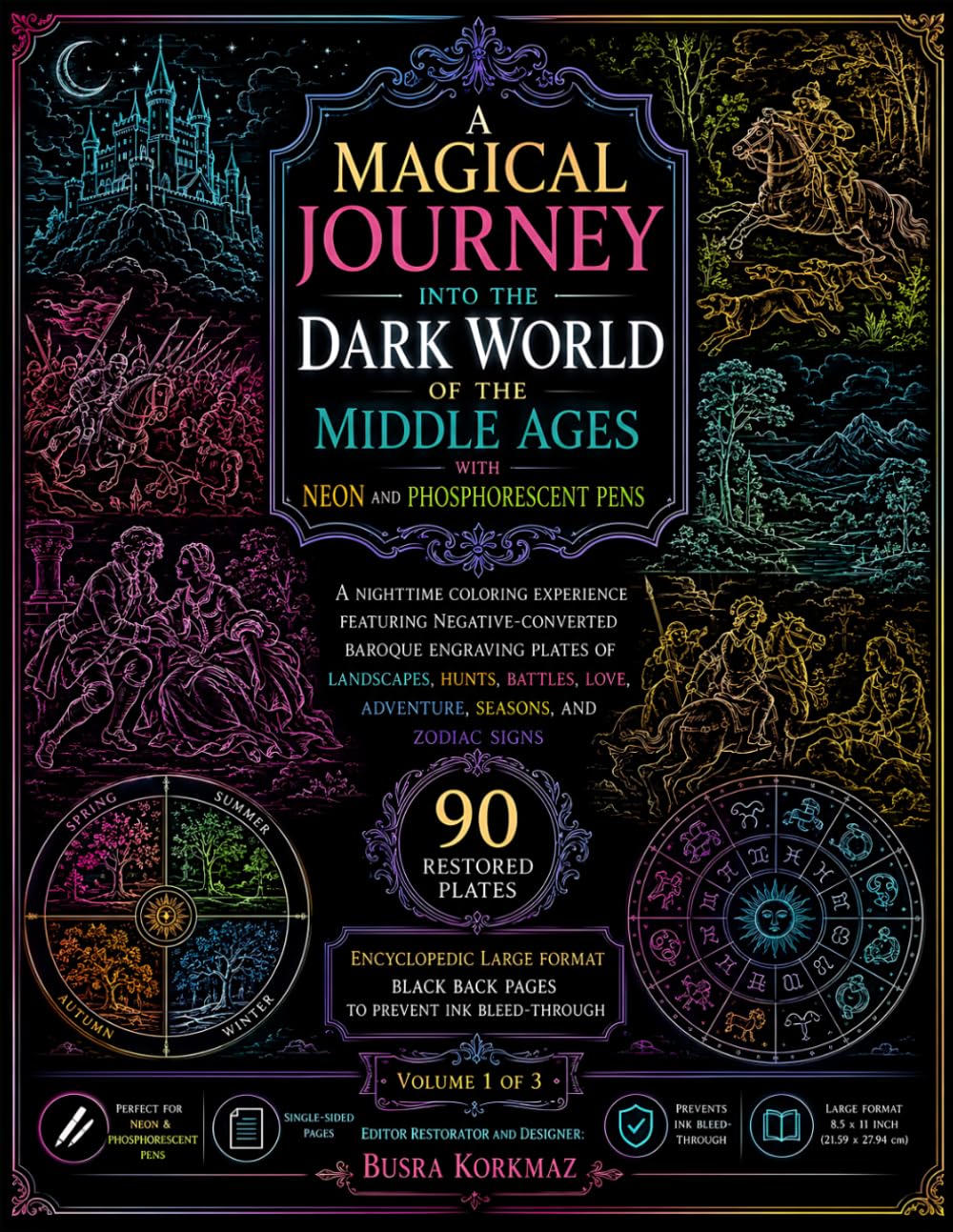 ler totalmente A Magical Journey into the Dark World of the Middle Ages with Glow in Dark Pens: Night Coloring with Negative-Converted Baroque Engravings about... Encyclopedic Format, Black Backed (Volume 1)