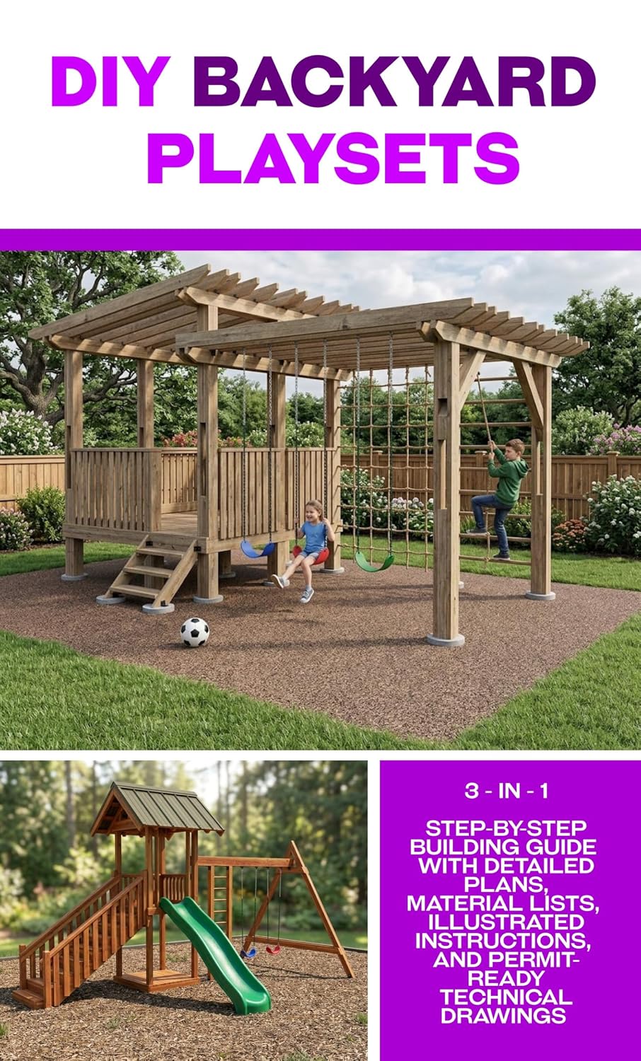 DIY Backyard Playsets: 2-in-1 Step-by-Step DIY Building Guide with Plans, Material Lists, Cut Lists, and 3D Assembly Illustrations (English Edition) baixar livro de graça