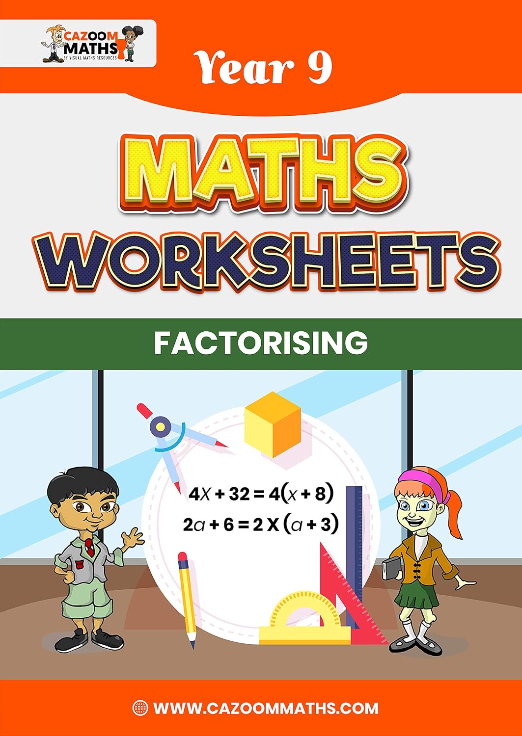 capítulo por capítulo baixar Year 9 Maths Worksheets: Algebra - Factorising (English Edition)