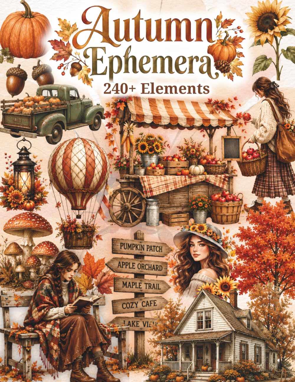 ler totalmente Vintage Autumn Ephemera: Cut-Outs with Pumpkins, Apples, Leaves, Mushrooms & Seasonal Designs for Junk Journals, Scrapbooking, Collage and Fussy Cutting
