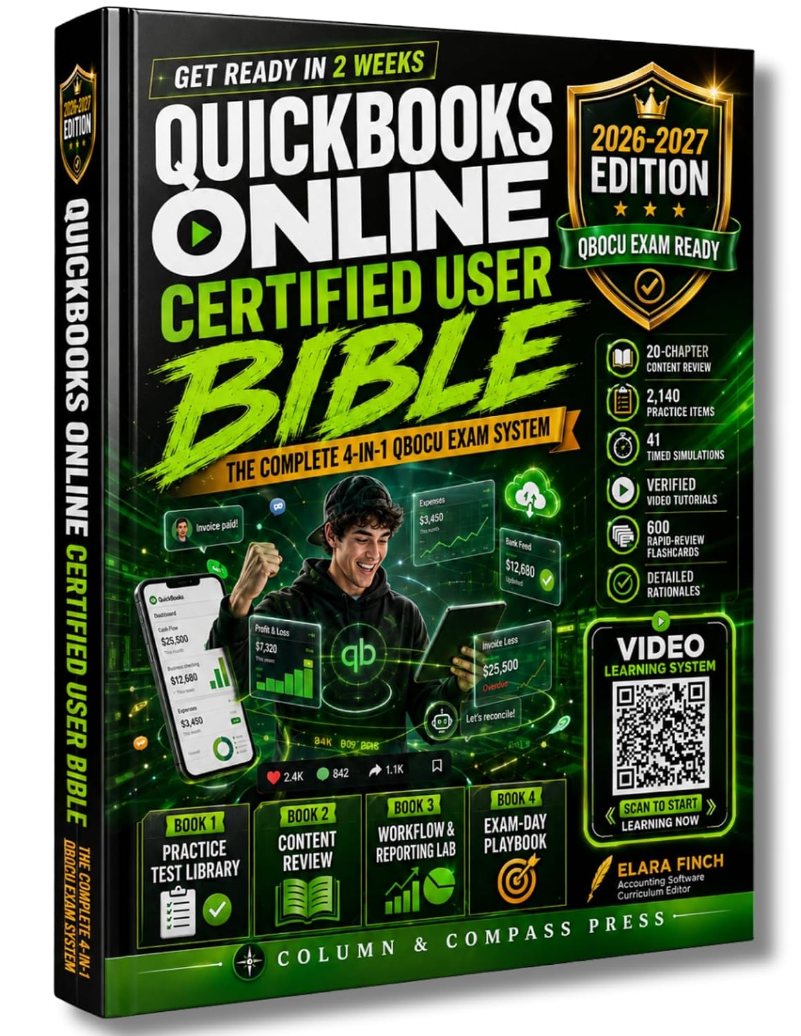ler totalmente QuickBooks Online Certified User Bible 2026-2027: Get Ready in 2 Weeks | 2,140 Practice Items | 41 Timed Simulations | 20 Companion Videos | 600 Flashcards... 4-in-1 QBOCU Exam System (English Edition)