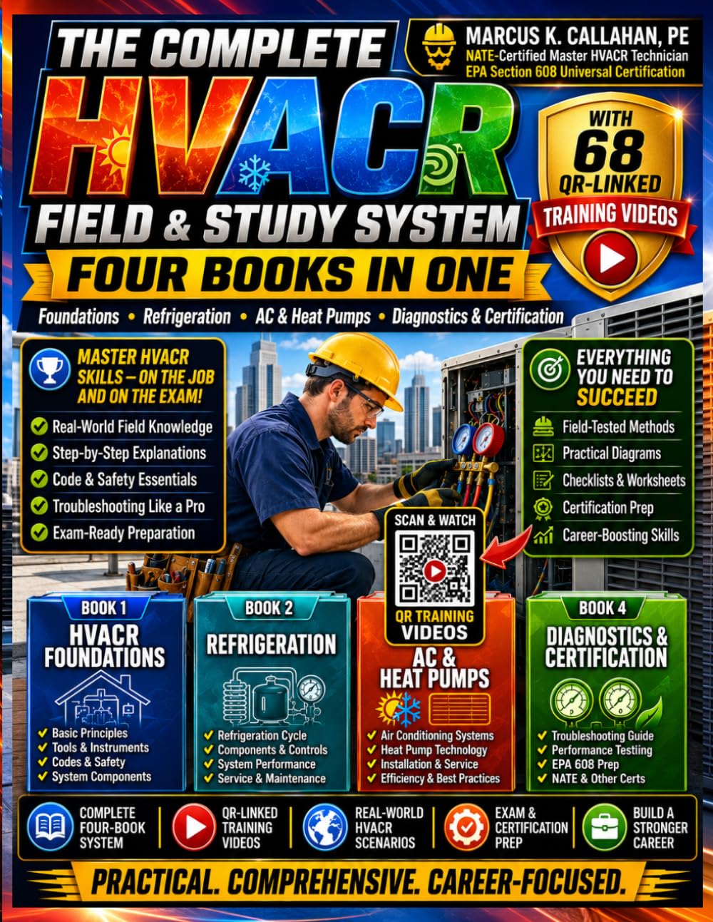 capítulo por capítulo baixar The Complete HVACR Field & Study System: 4 Books in 1 - Foundations, Refrigeration, AC & Heat Pumps, Diagnostics & Certification with 68 QR-Linked Training Videos and EPA 608 Practice Exams