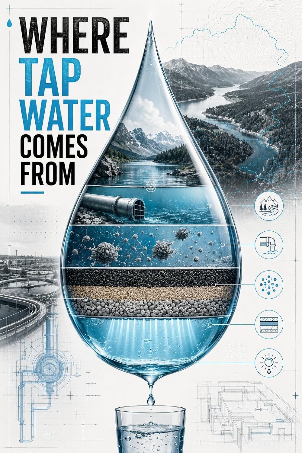 Where Tap Water Comes From: Watersheds, treatment, pipes, testing, and household filters (English Edition)