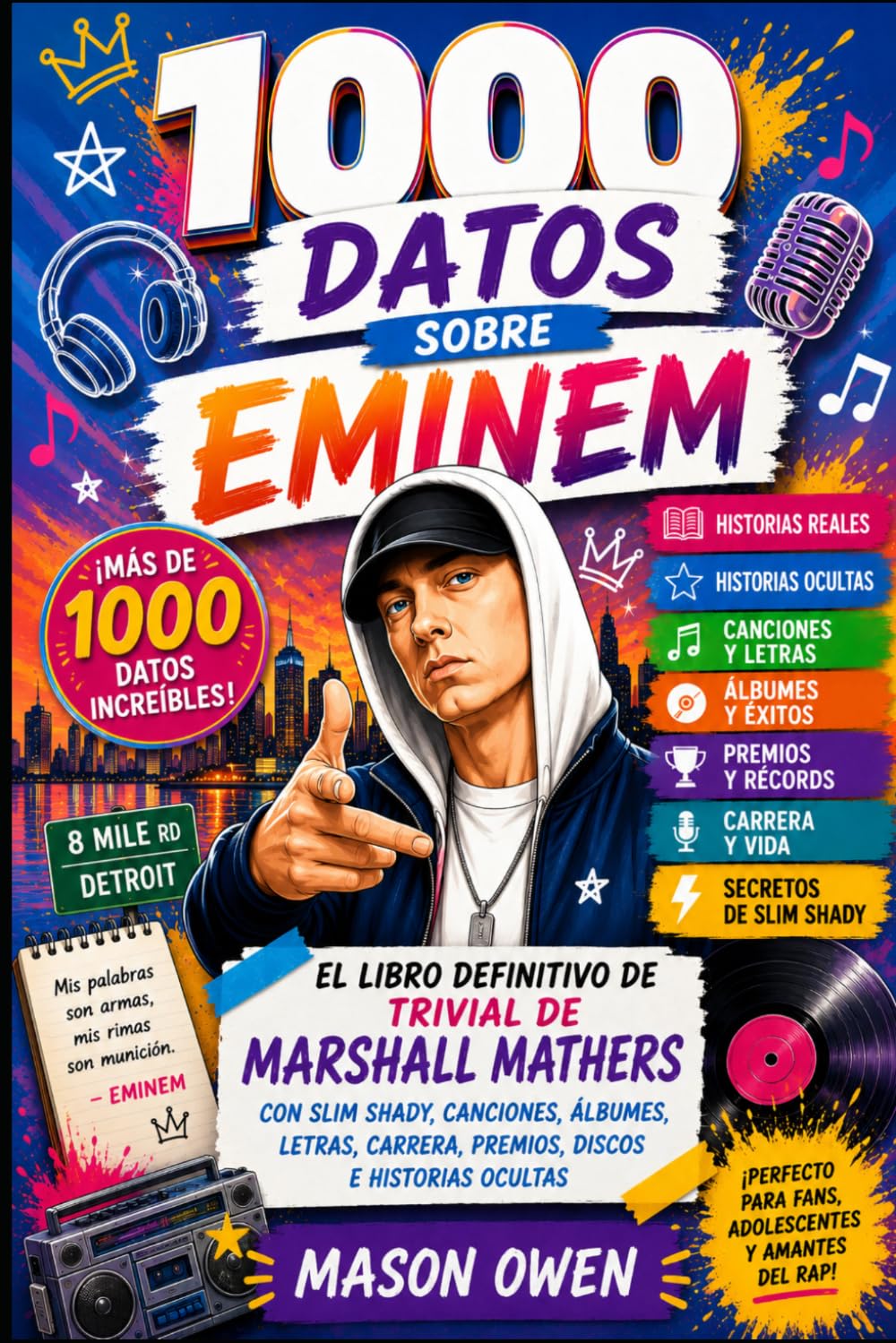 1000 datos sobre Eminem: El libro definitivo de trivial de Marshall Mathers con Slim Shady, canciones, álbumes, letras, carrera, premios, discos e historias ocultas (Spanish Edition) baixar o livro de graça