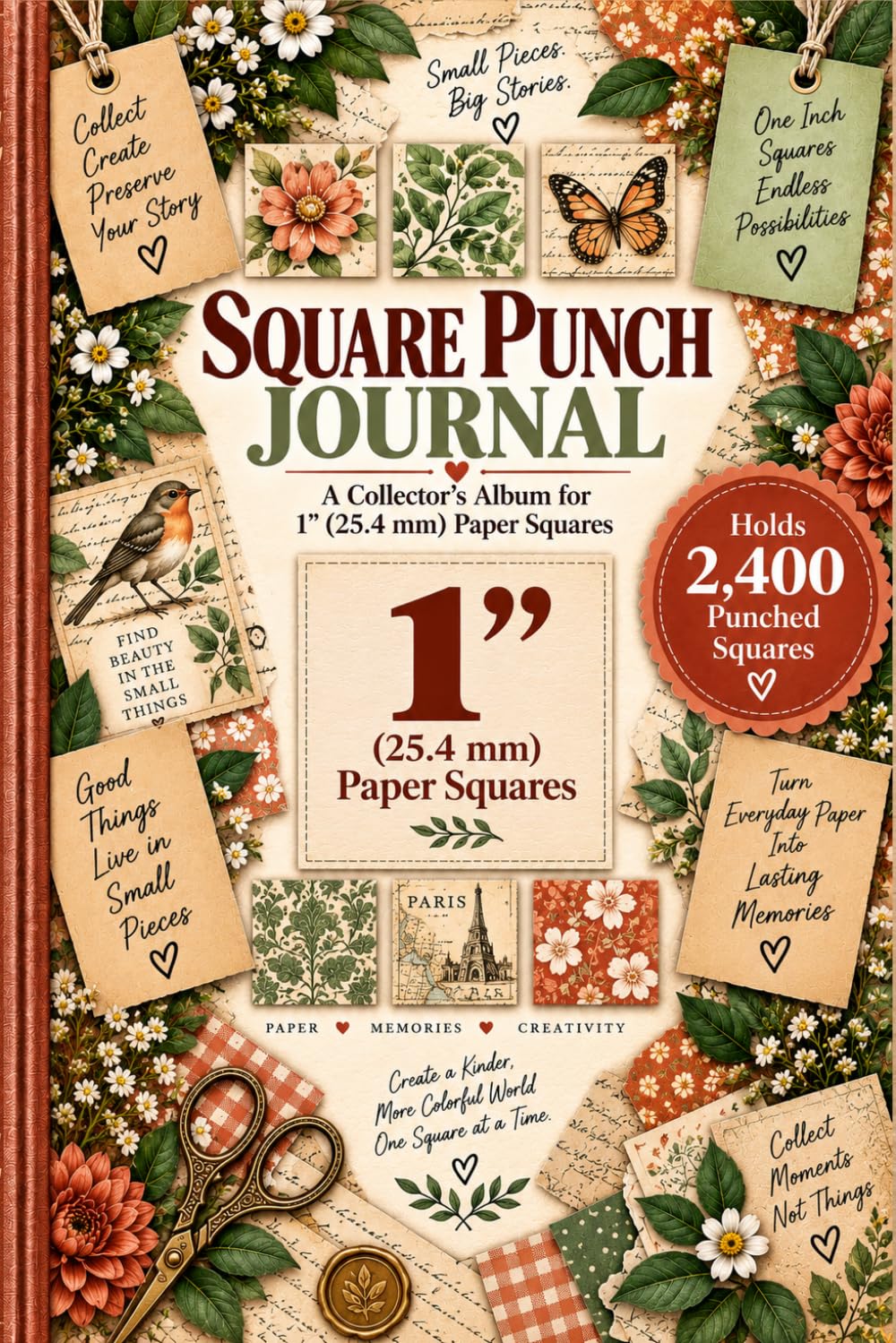 ler totalmente Square Punch Journal for 1" Squares (25.4 mm): A Collector's Album That Holds 2,400 Punched Squares | 6 x 9 Inch Size | Cream/Ivory Colored Paper