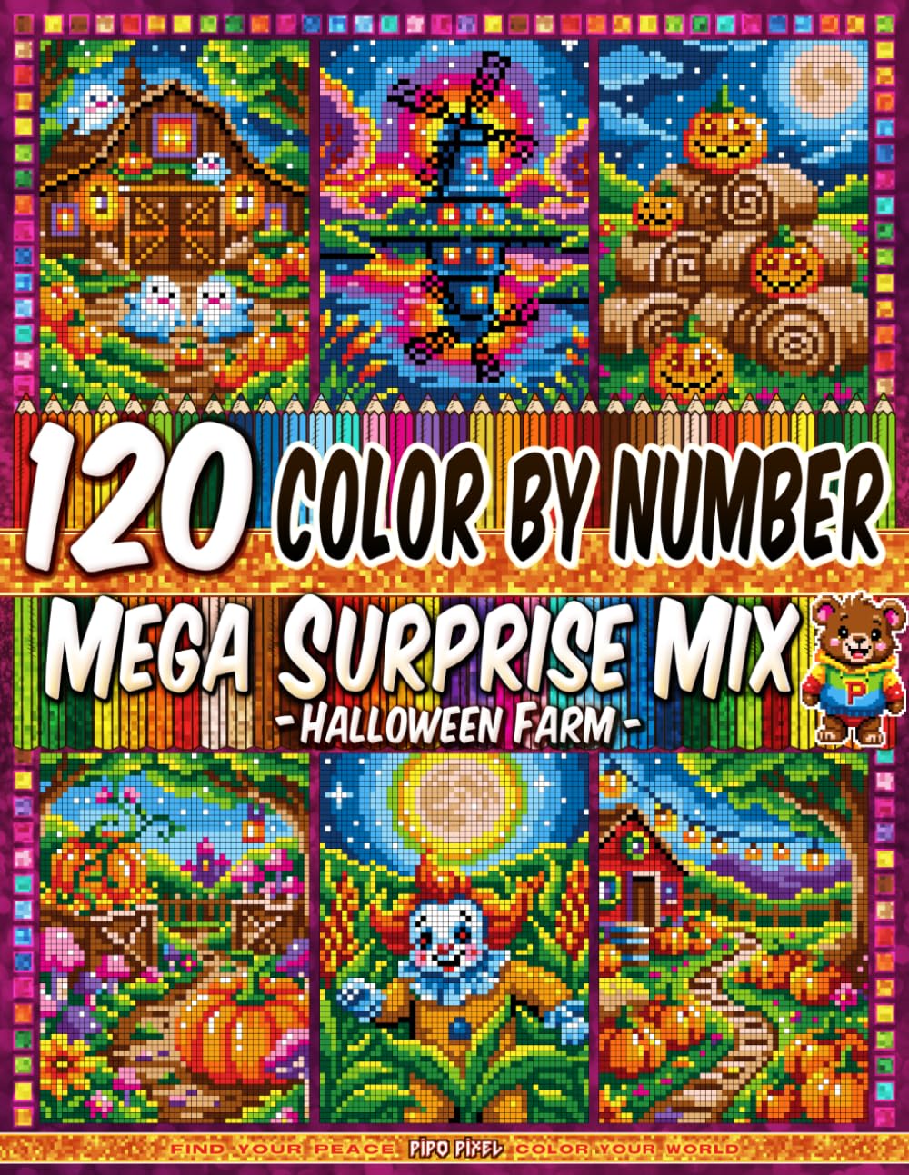 Halloween Farm - Color by Number - Mega Surprise Mix - Vol. 14: 120 Pixel Art Designs - Spooky Farm Adventures And Autumn Nights baixar livro de graça