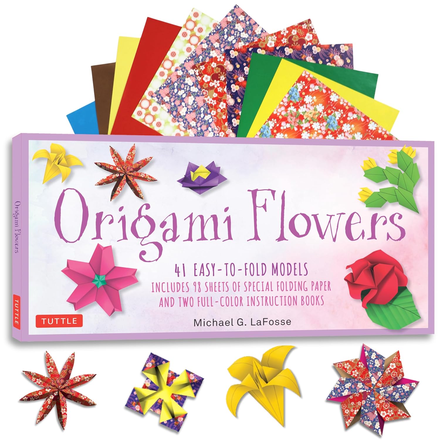 ler totalmente Origami Flowers Kit: 41 Easy-To-Fold Models - Includes 98 Sheets of Special Folding Paper (Kit with Two Instruction Books of 41 Projects) Great for Kids and Adults!