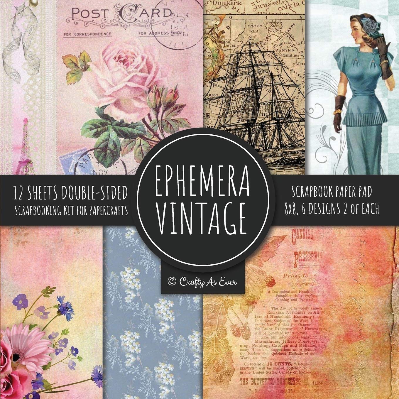 capítulo por capítulo baixar Ephemera Vintage Scrapbook Paper Pad 8x8 Scrapbooking Kit for Papercrafts, Cardmaking, DIY Crafts, Old Retro Theme, Decoupage Designs