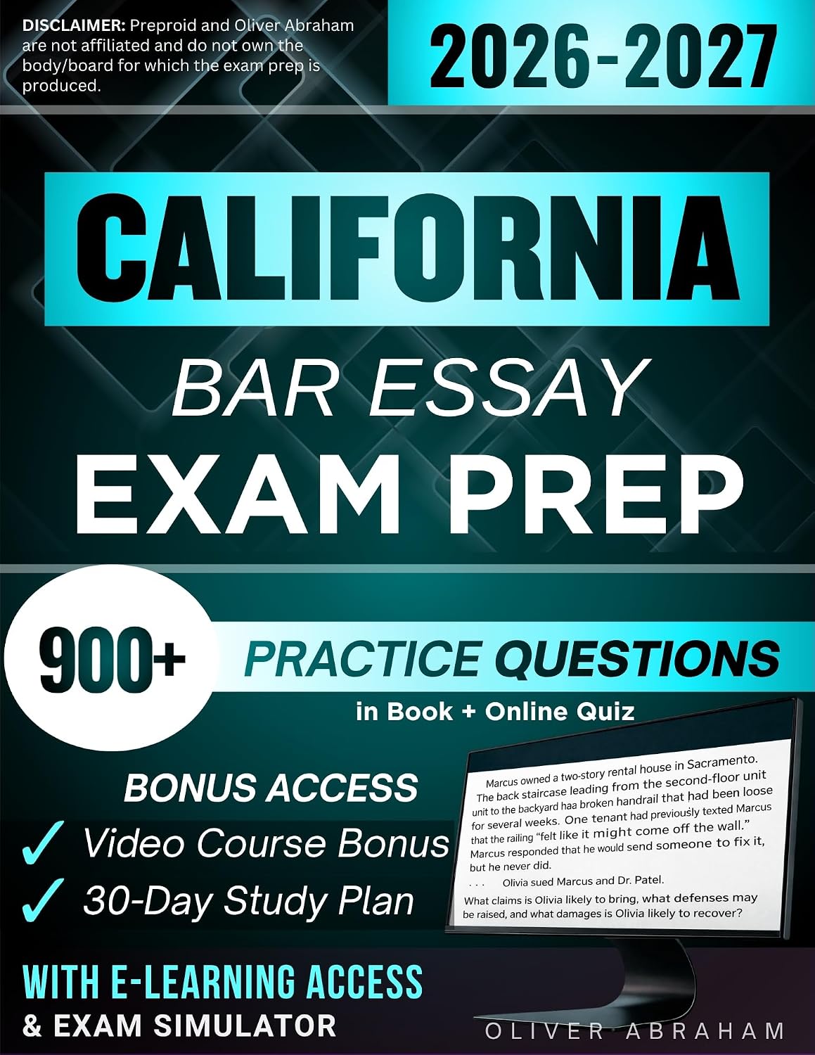 ler totalmente CALIFORNIA BAR ESSAY EXAM PREP 2026 – 2027: Expanded Edition Comprising Detailed Review Based on IRAC Strategies, 900+ Verified Questions and Answers and... Access to Pass the Exam (English Edition)