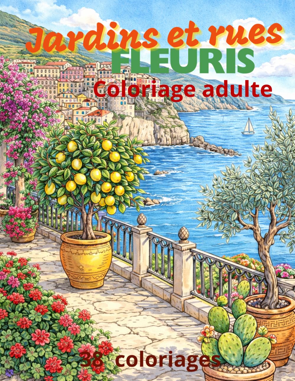 Jardins et rues fleuris: Coloriage de jardins et rues fleuris, fleurs, plantes, beau jardin (French Edition)