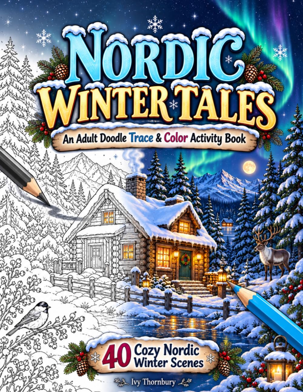 Nordic Winter Tales: Adult Doodle Trace & Color Activity Book — 40 Cozy Scandinavian Winter Scenes baixar o livro de graça