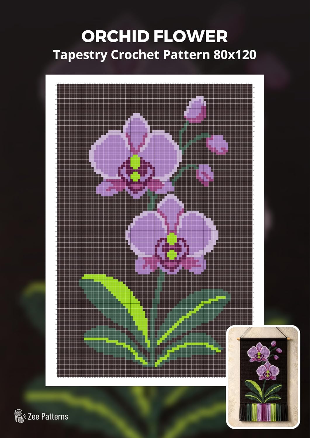 Orchid Flower Tapestry Crochet Pattern 80x120 Stitches: A Botanical Wall Art Design Featuring Elegant Purple Blooms and Lush Green Foliage (English Edition) baixar livro de graça