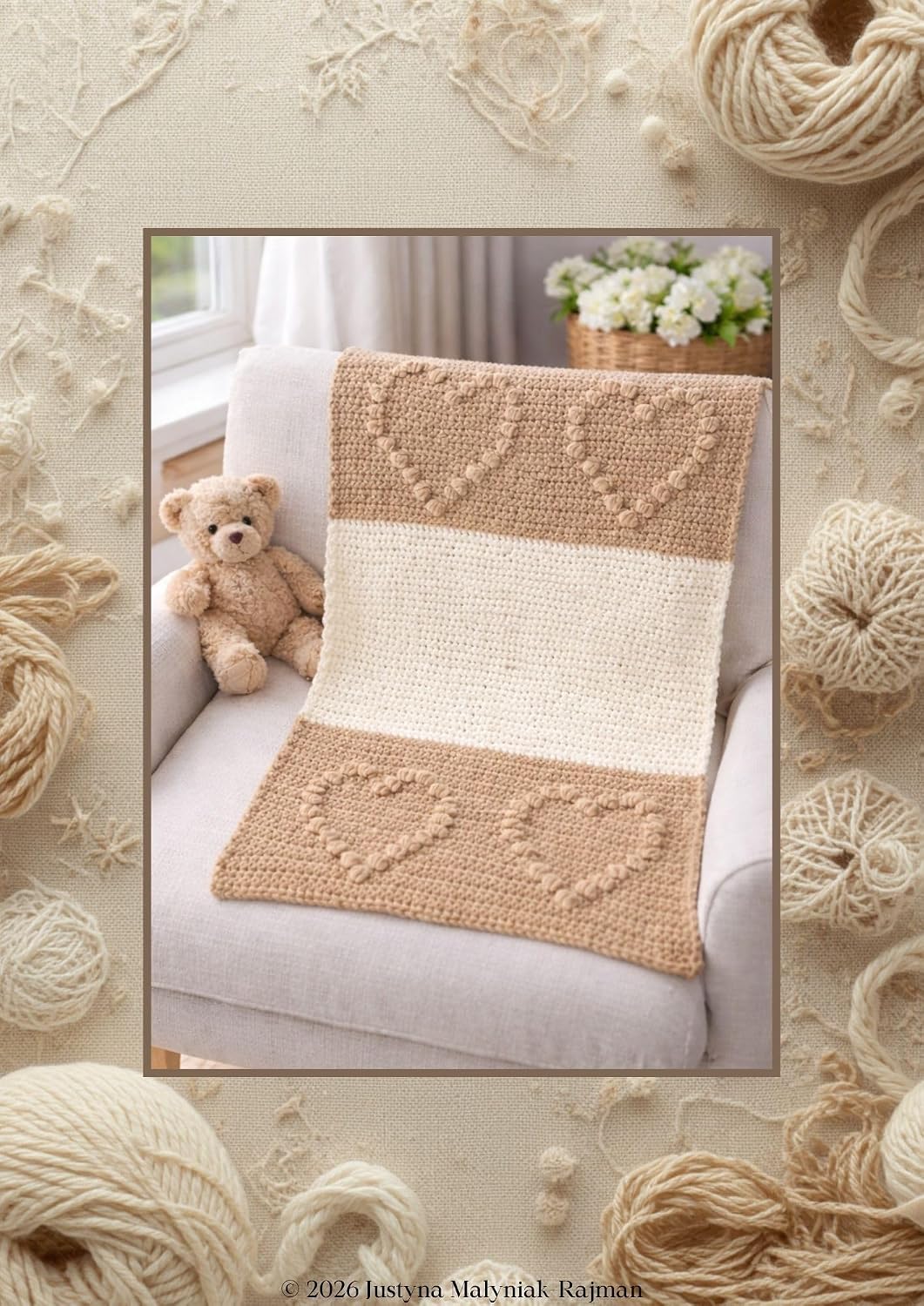 ler totalmente Crochet Baby Blanket Pattern with Puff Stitch Hearts diagram and description 70x100 cm: A Soft, Textured and Elegant Baby Blanket Design – Step-by-Step... a Timeless Handmade Gift (English Edition)