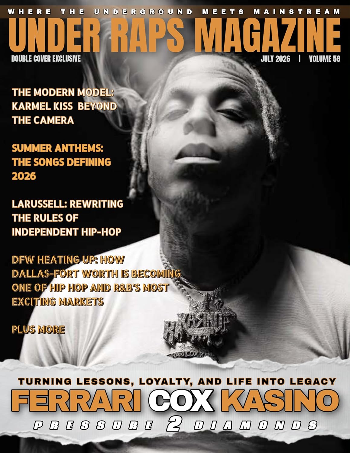 capítulo por capítulo baixar Under Raps Magazine Vol. 58: Ferrari Cox Kasino: Pressure Makes Diamonds, Karmel Kiss: Beyond the Camera, LaRussell, DFW's Music Rise, SneakerCon Dallas,... and more. (Double Cover) (English Edition)