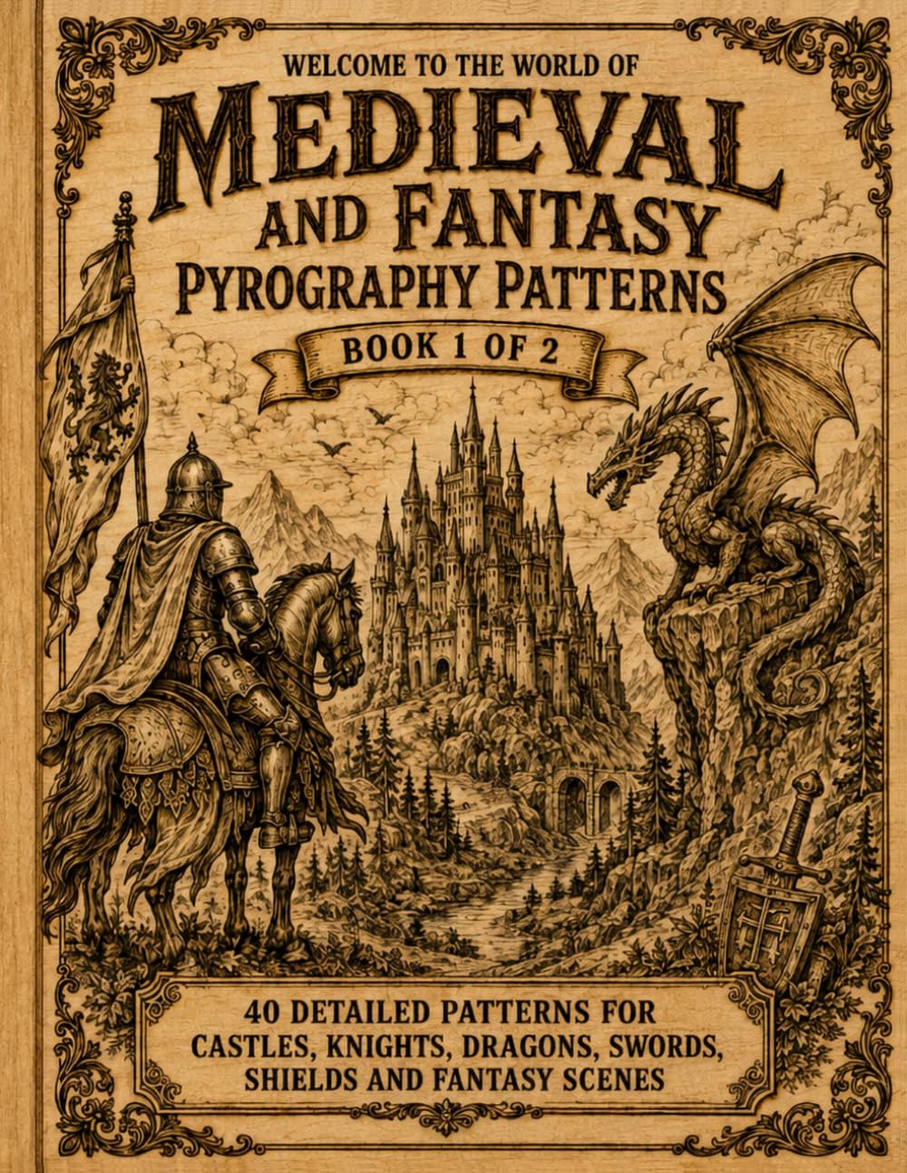 capítulo por capítulo baixar Pyrography Patterns, Medieval & Fantasy: Book 1 of 2 Patterns for Tracing, Transferring and Wood Burning Castles, Knights, Dragons, Swords, Shields and Epic Fantasy Scenes