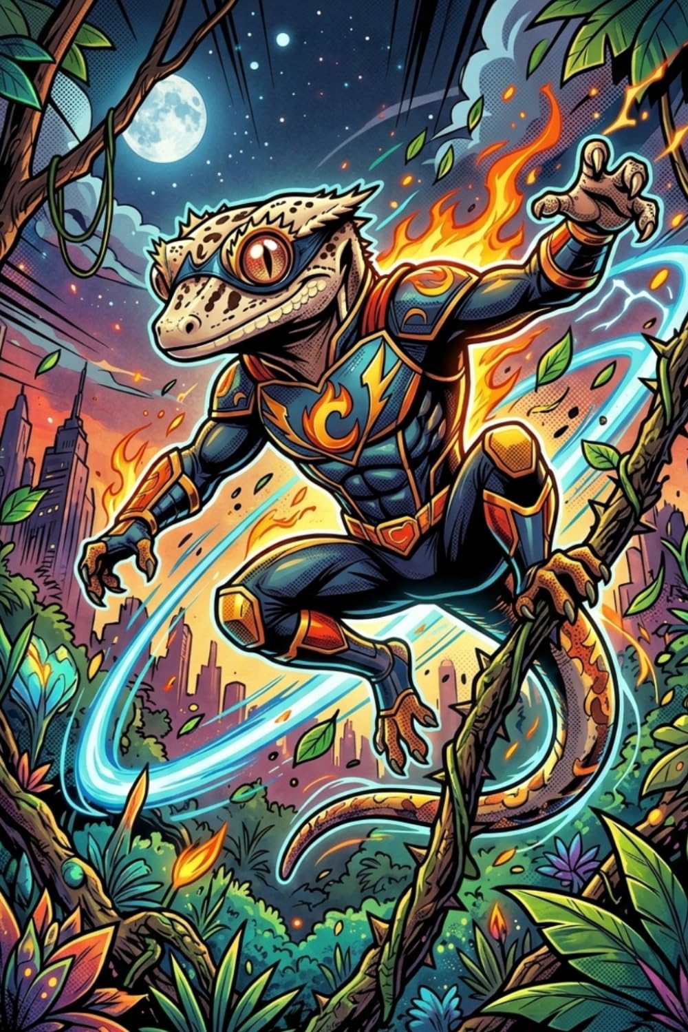 Super Hero Dalmatian Crested Gecko Journal (Comic Cover): Part of the Lizard Collection – For Kids, Teens & Adults – Unlined Pages baixar o livro de graça