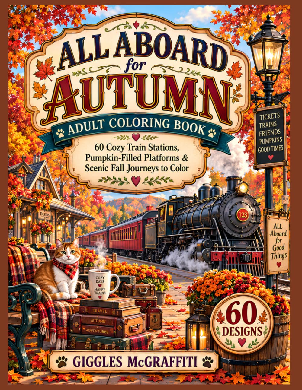 capítulo por capítulo baixar All Aboard for Autumn Adult Coloring Book: 60 Cozy Train Stations, Pumpkin-Filled Platforms & Scenic Fall Journeys to Color