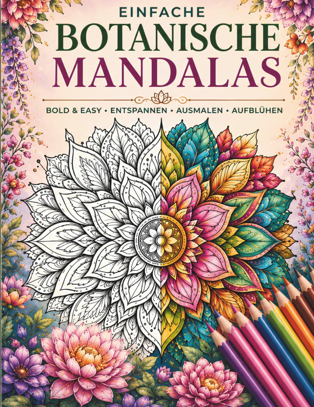 capítulo por capítulo baixar Einfache Botanische Mandalas: Das Bold & Easy Malbuch für Erwachsene | Große und einfache Blumen-, Pflanzen- und Natur-Mandalas mit dicken Linien zur Entspannung (Großformat) (German Edition)
