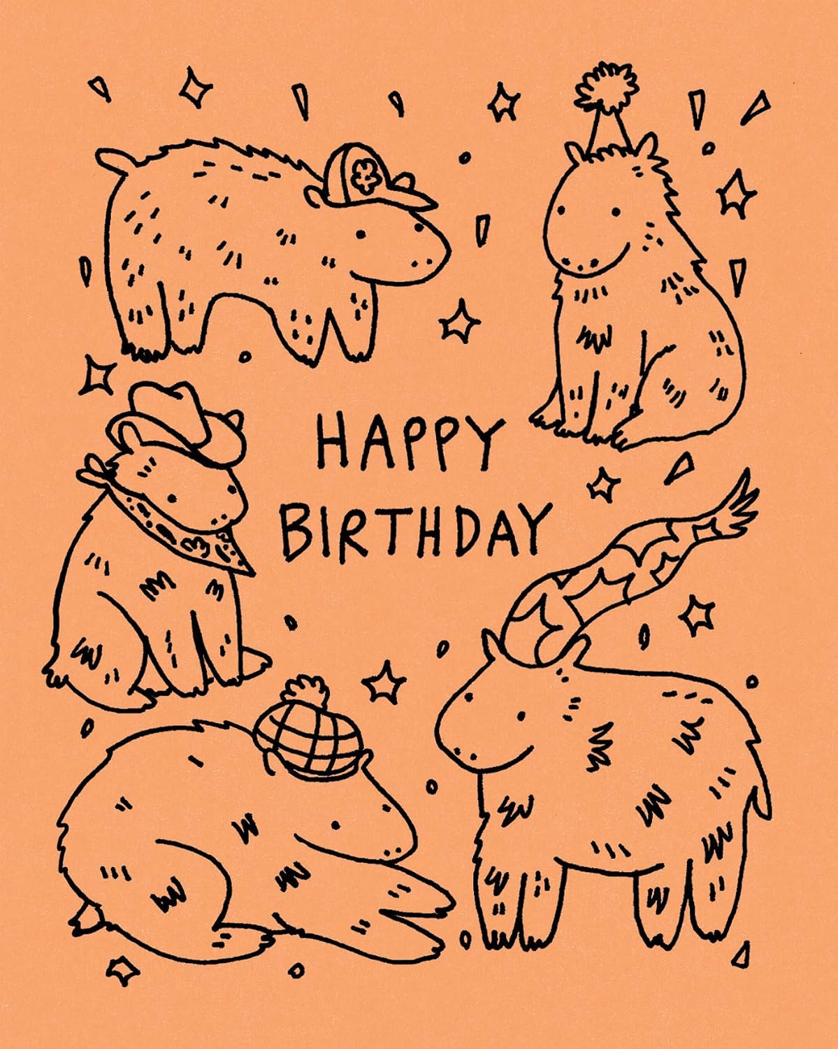 ler totalmente Humor Us Greeting Cards: Birthday - Happy Birthday (Capybaras) (Pack of 6)