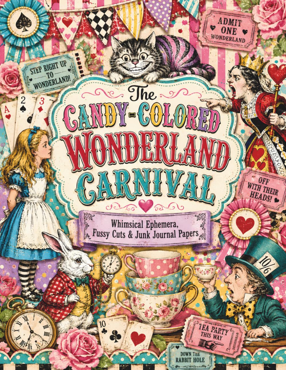 ler totalmente The Candy-Colored Wonderland Carnival Ephemera Book: Whimsical Vintage Ephemera, Fussy Cuts, Word Art, Collage Clusters & Scrapbook Papers for Junk Journals and Paper Crafts
