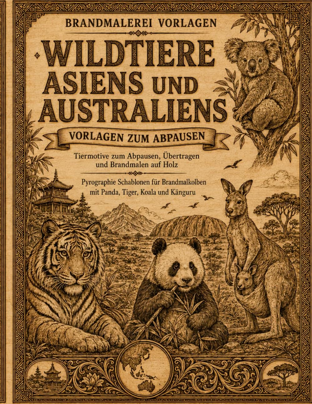 Brandmalerei Vorlagen Wildtiere Asiens und Australiens: Tiermotive zum Abpausen, Übertragen und Brandmalen auf Holz | Pyrographie Schablonen für... Tiger, Koala und Känguru (German Edition) baixar livro de graça
