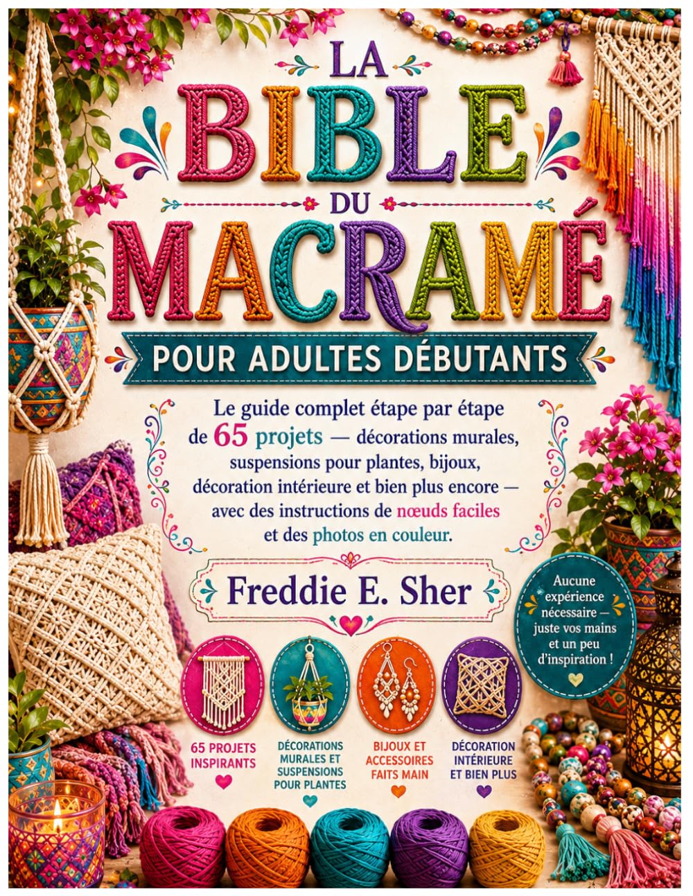 Le guide du macramé pour adultes débutants: Le guide complet étape par étape de 65 projets — décorations murales, suspensions pour plantes, bijoux,... et des photos en couleur (French Edition) baixar o livro de graça