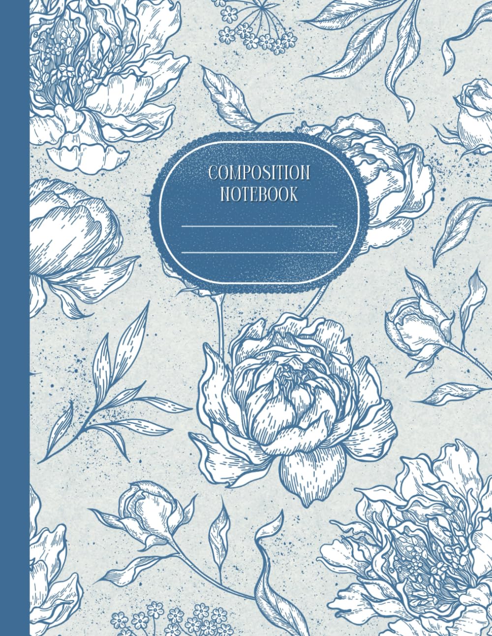 Graph Paper Notebook: Quad Ruled 5x5, 100 Pages(8.5"x11")– Paperback in Blue Floral, for school, Work, and Diary life