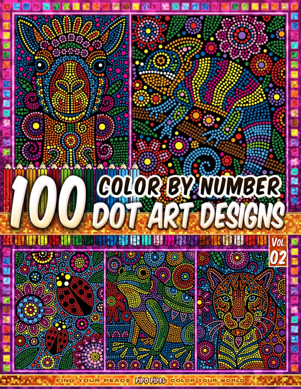 Dot Art Color by Number - Folk Art Animals - Vol. 02: 100 Dot Art Designs - Rustic Animal Patterns And Floral Beauty baixar livro de graça