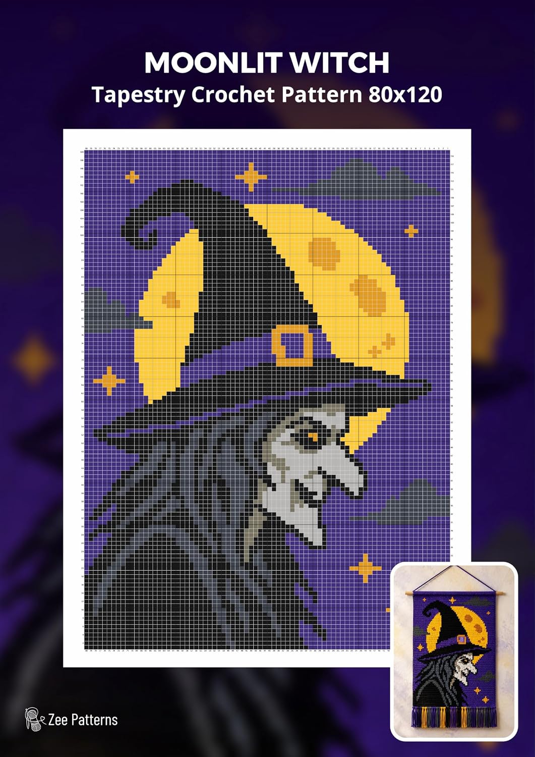 Moonlit Witch Tapestry Crochet Pattern 80x120 Stitches: A Spooky Moonlit Wall Hanging Project with a Classic Witch, Golden Moon and Night Sky Motif (English Edition) baixar livro de graça