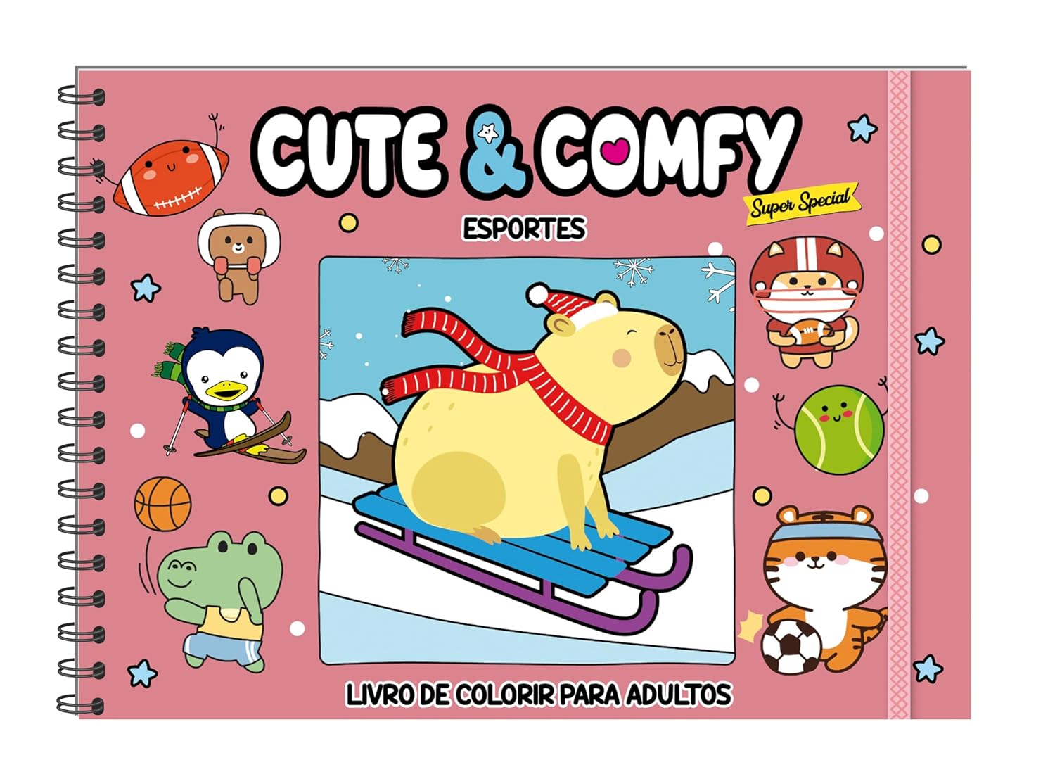 ler totalmente Cute & Comfy Super Special - Livro de Colorir Adulto - Esportes ao Ar Livre - Capa Holográfica