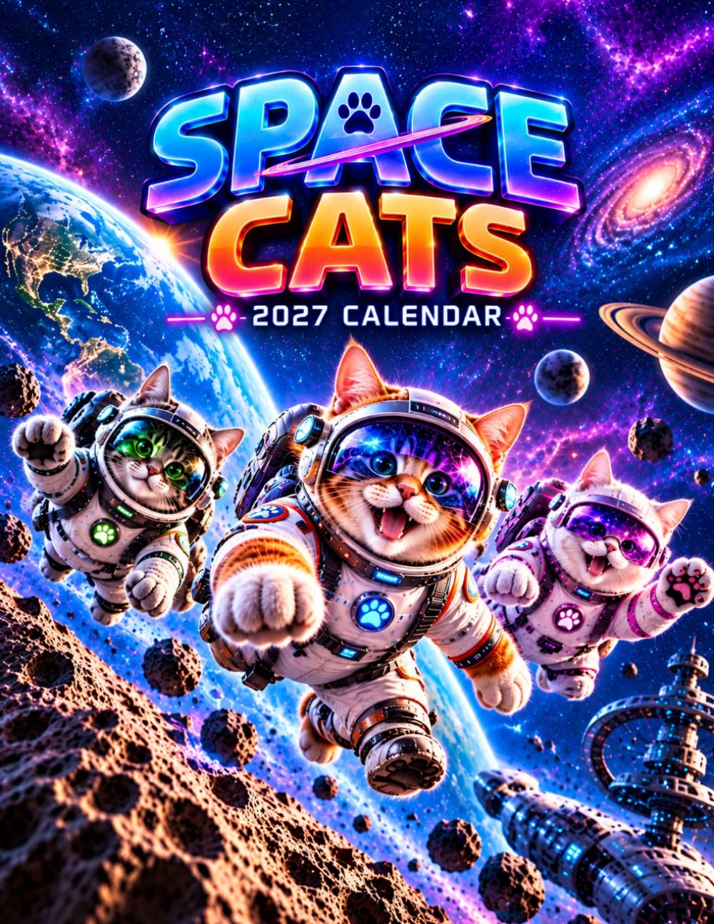Space Cats 2027 Calendar: Cute Astronaut Cats and Colorful Cosmic Adventures baixar o livro de graça