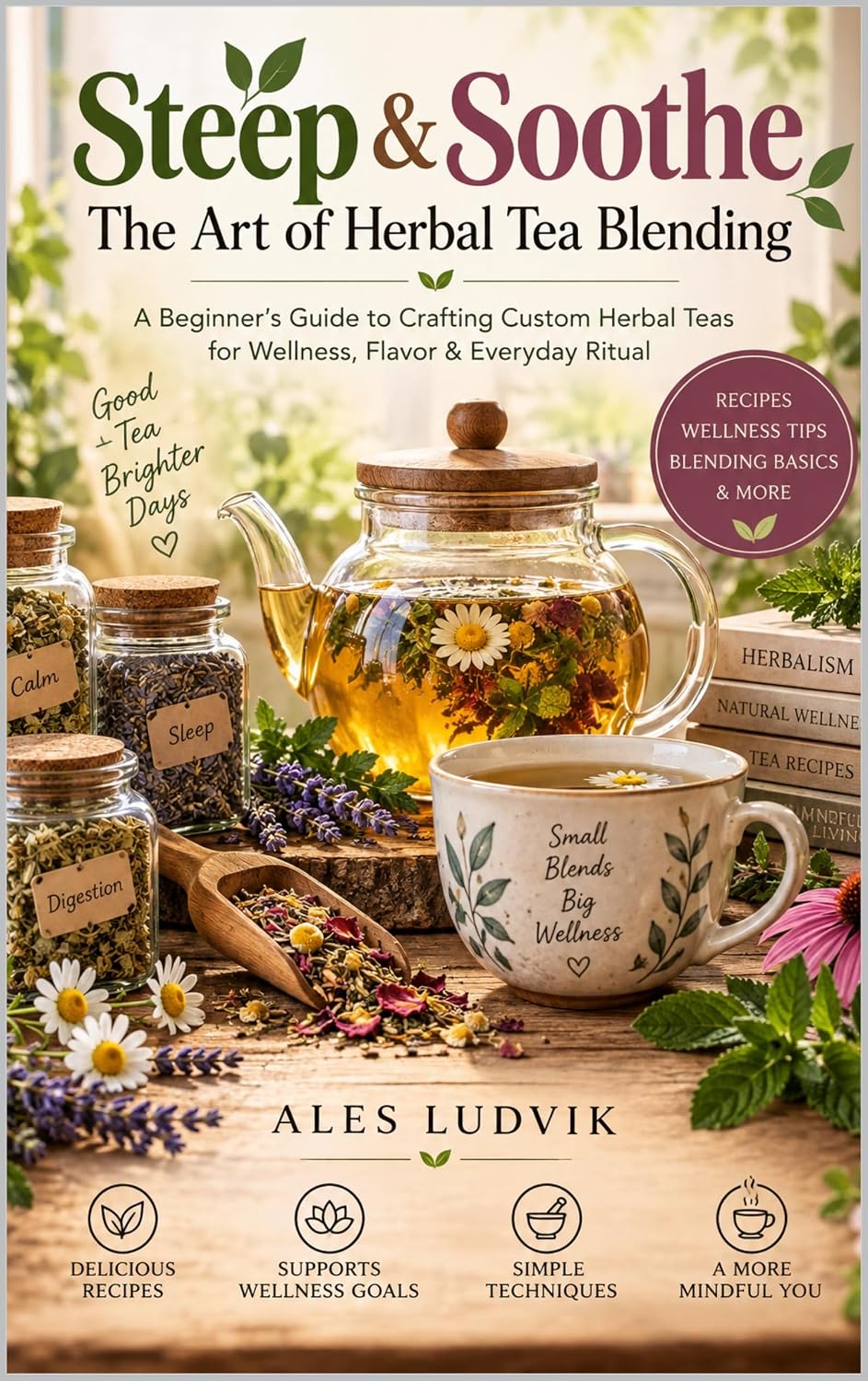 ler totalmente Steep & Soothe: The Art of Herbal Tea Blending: A Beginner's Guide to Crafting Custom Herbal Teas for Wellness, Flavor & Everyday Ritual (English Edition)