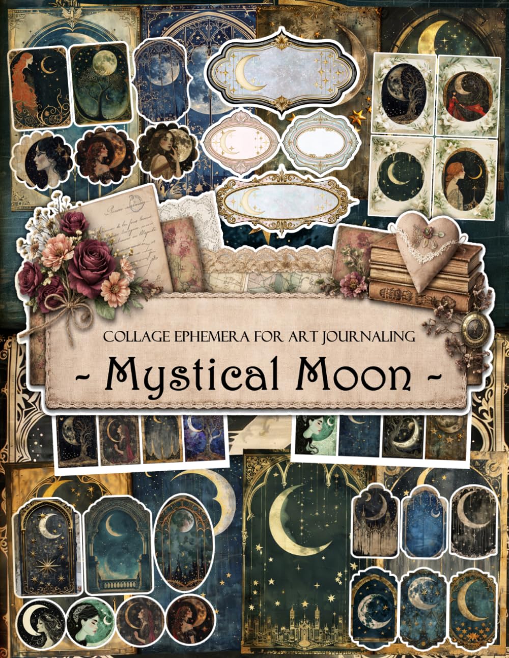 Mystical Moon Ephemera Book: Junk Journal Papers, ATC Cards, Tags, Frames, Labels & Cut-Out Elements for Scrapbooking, Collage Art and Paper Crafts baixar o livro de graça