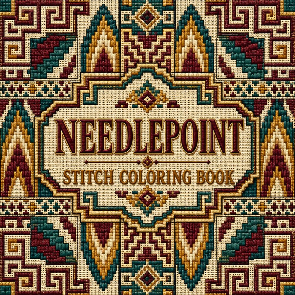Needlepoint Stitch Coloring Book: 40 Counted Canvas Patterns to Color, from Greek Key and Stepped Fret to Brick, Lozenge and Picket Bands baixar o livro de graça