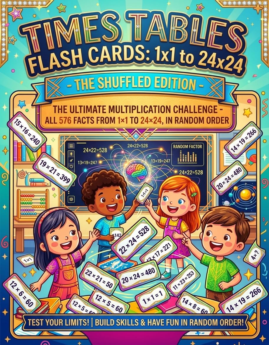 Times Tables Flash Cards: 1x1 to 24x24 -Shuffled Edition: The Ultimate Multiplication Challenge — All 576 Facts from 1×1 to 24×24, in Random Order (Multiplication... Ebooks for Kindle Book 4) (English Edition) baixar o livro de graça