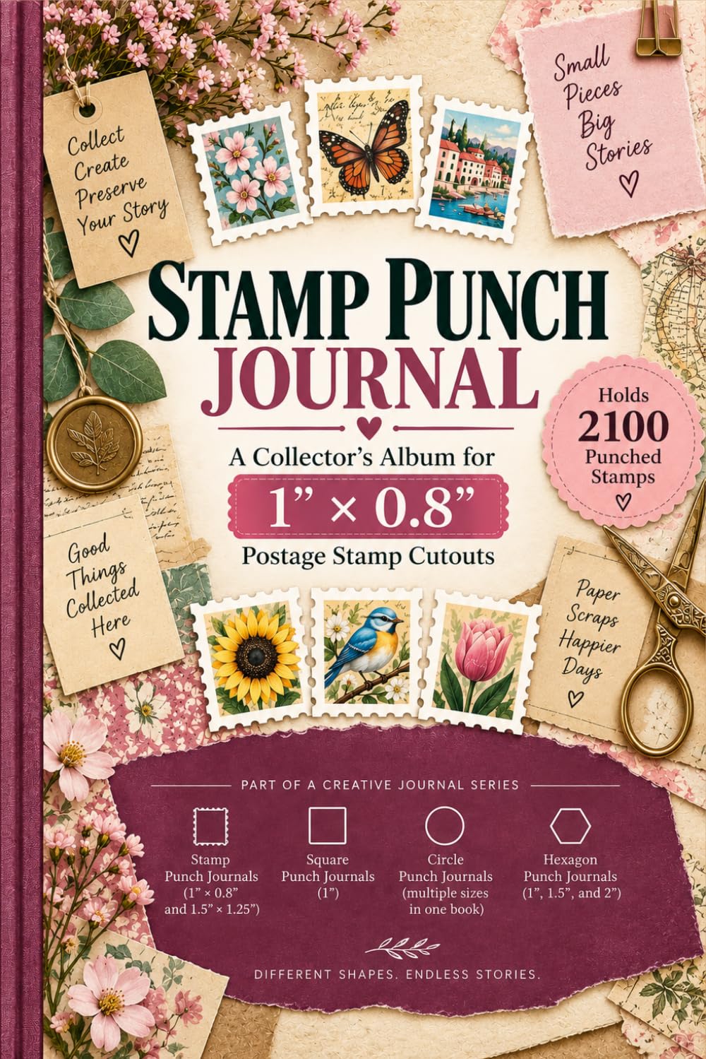 Stamp Punch Journal for 1" x 0.8" (25.4 x 21.1 mm) Stamps: A Collector's Album That Holds 2,100 Punched Stamps | 6 x 9 Inch Size | Cream/Ivory Colored Paper baixar livro de graça