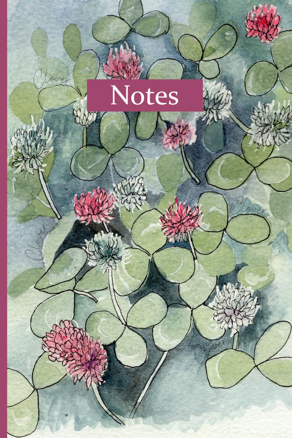 Clover Notebook: Paperback Lined Flora Watercolor Clover Notebook Journal