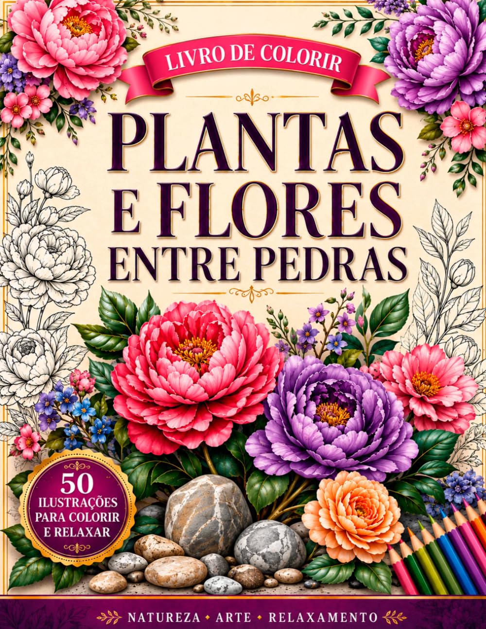 capítulo por capítulo baixar Plantas Entre Pedras livro de Colorir: Flores e Plantas Crescendo Entre Pedras para Colorir com Calma, Reduzir o Estresse e Despertar a Criatividade (Portuguese Edition)