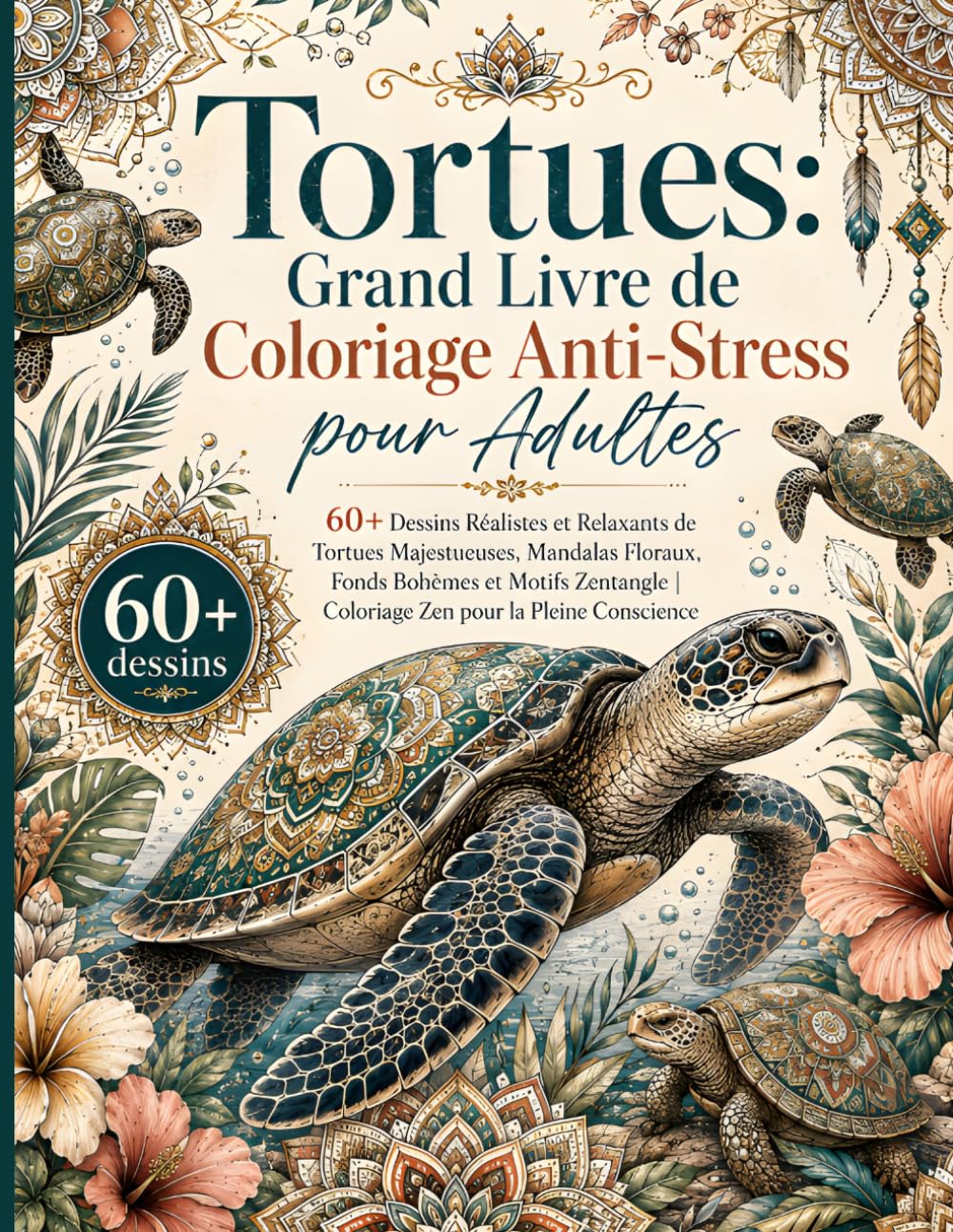 Tortues: Grand Livre de Coloriage Anti-Stress pour Adultes: 60+ Dessins Réalistes et Relaxants de Tortues Majestueuses, Mandalas Floraux, Fonds... pour la Pleine Conscience (French Edition) baixar o livro de graça