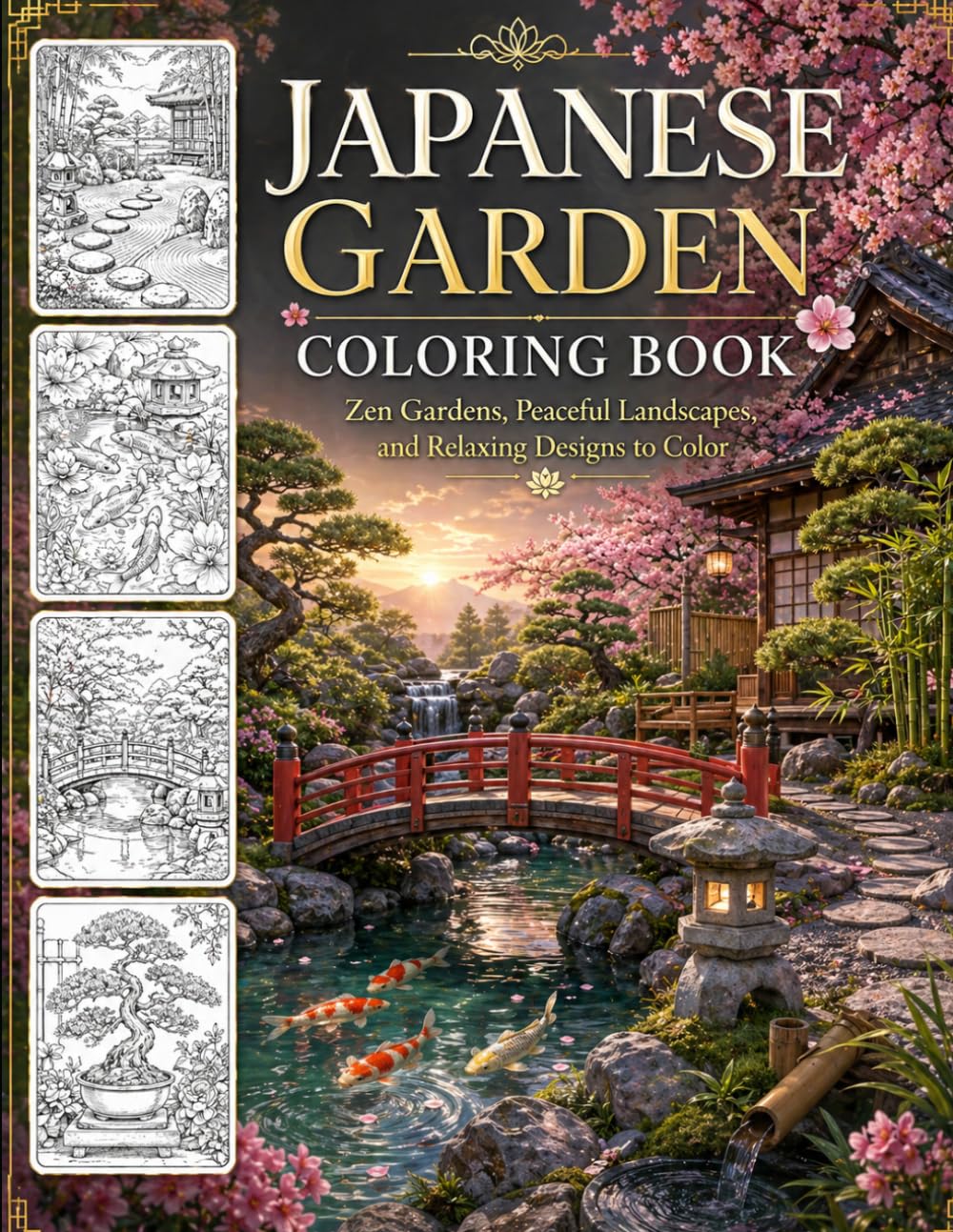 Japanese Garden Coloring Book: Zen Gardens, Peaceful Landscapes, and Relaxing Designs to Color baixar livro de graça