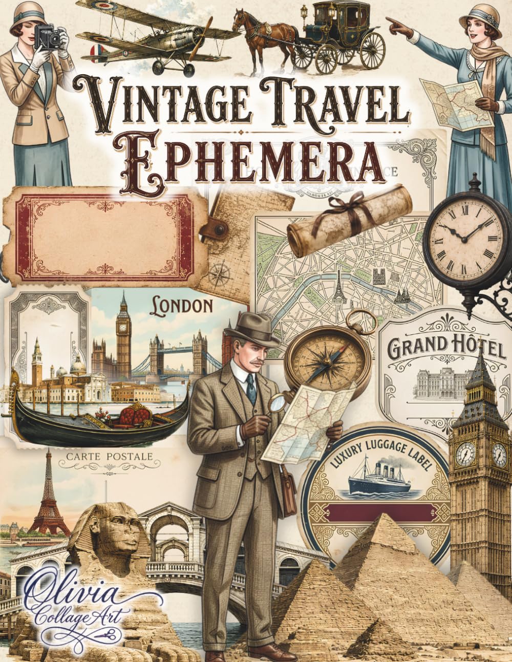 ler totalmente Vintage Travel Ephemera: Over 160 Vintage Travel Ephemera Cut-Outs for Junk Journals, Scrapbooking, Collage Art, Fussy Cutting, Mixed Media and Creative Paper Crafts
