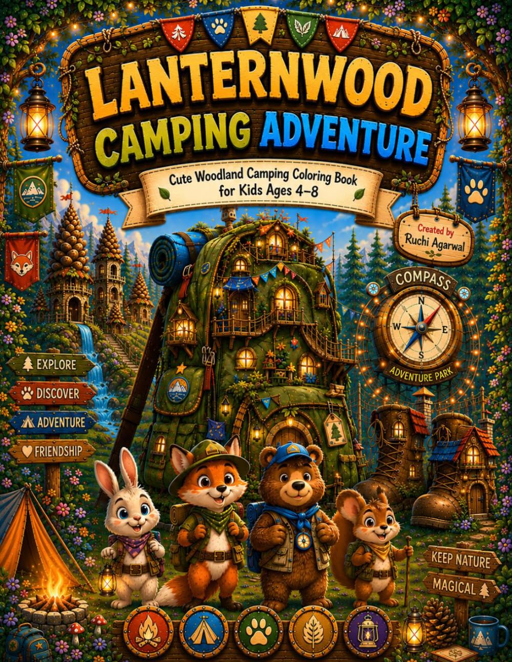 ler totalmente Lanternwood Camping Adventure Coloring Book for Kids Ages 4-8: Cute Woodland Animals, Cozy Campfires, Forest Friends, Nature Fun & Easy Coloring Pages for Boys and Girls