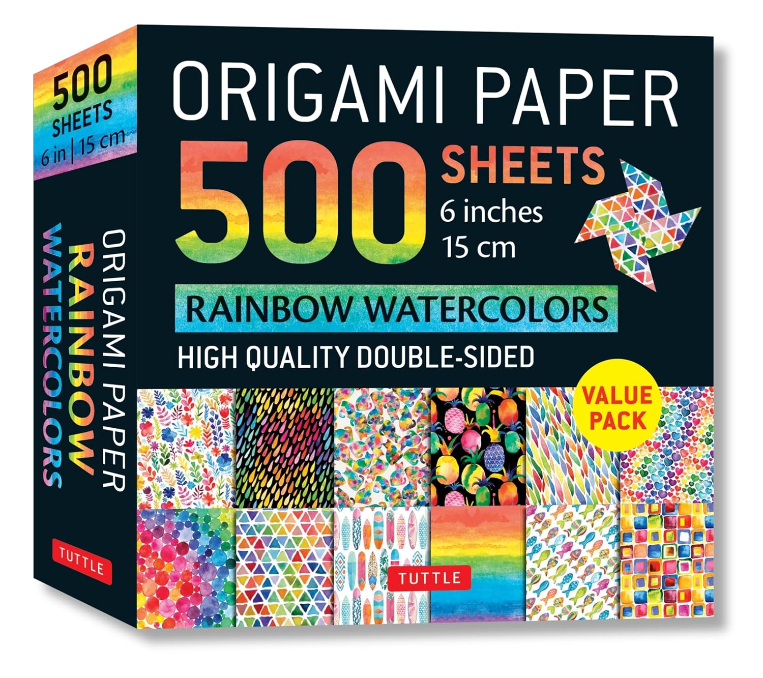 ler totalmente Origami Paper 500 Sheets Rainbow Watercolors 6 (15 CM): Tuttle Origami Paper: Double-Sided Origami Sheets Printed with 12 Different Designs (Instructions for 5 Projects Included)