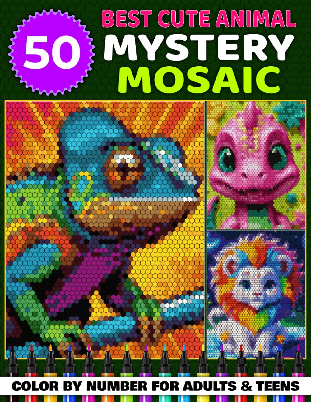 ler totalmente 50 Mystery Mosaic Color by Number: Relaxing Color by Number Book with 2 Unique Shapes, Master Color Palette & Hidden Cute Animal Designs